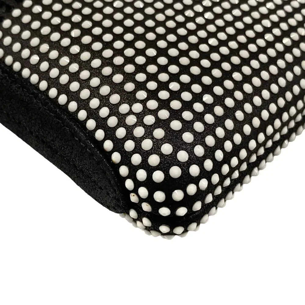Chanel Shoulder Bag Black White Leather Rhinestones